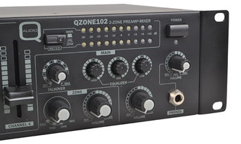 2 Zone Installation Mixer with 4 Dual Stereo Channels + 2 Mic Inputs